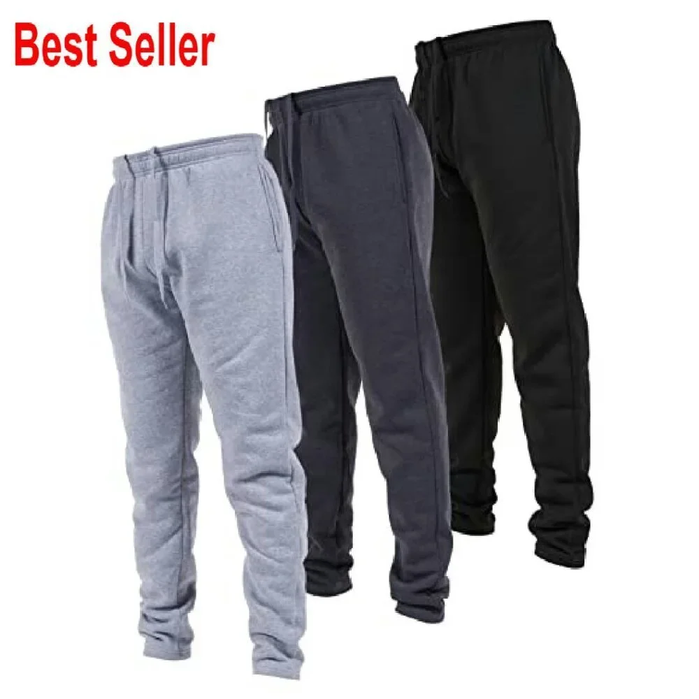 Men's Open Bottom Sweatpants 3 Pack Relaxed Fit Joggers Lounge Casual